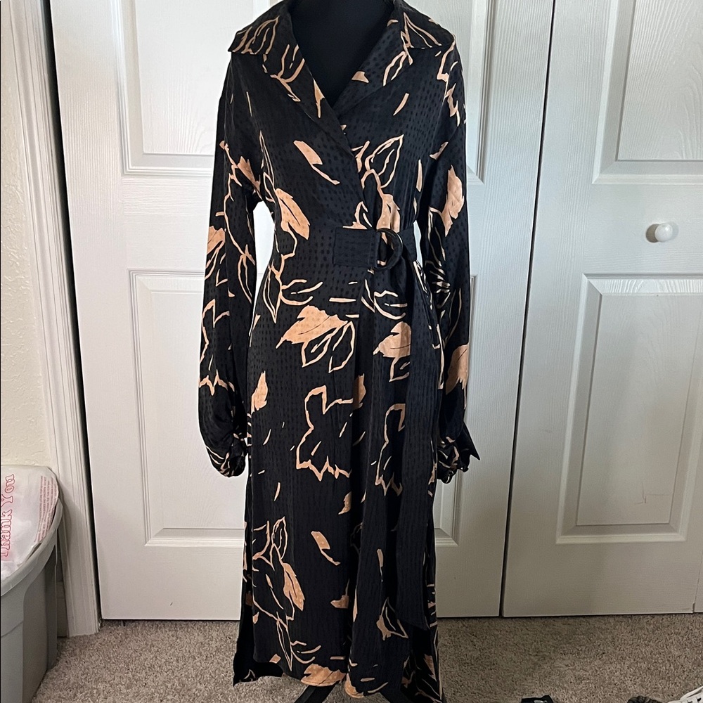 Ted Baker Diaanna Integral Black and Tan Belted Wrap Dress Ted Baker 1 US Size 4